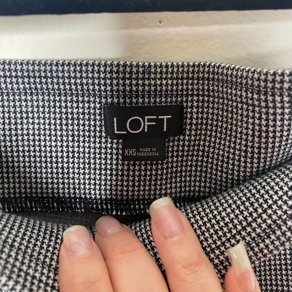 Loft Black White Gray Houndstooth Ankle Button Skinny Stretch Pant Jeggings XXS - Picture 6 of 11